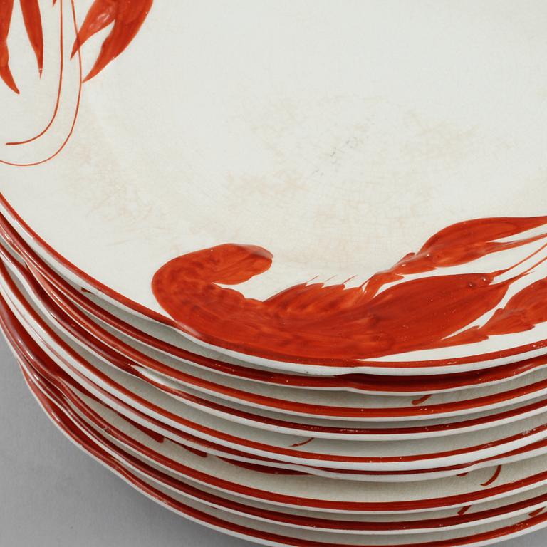 KRÄFTTALLRIKAR, 12 st, flintgods, Rörstrand, 1900-talets första hälft.