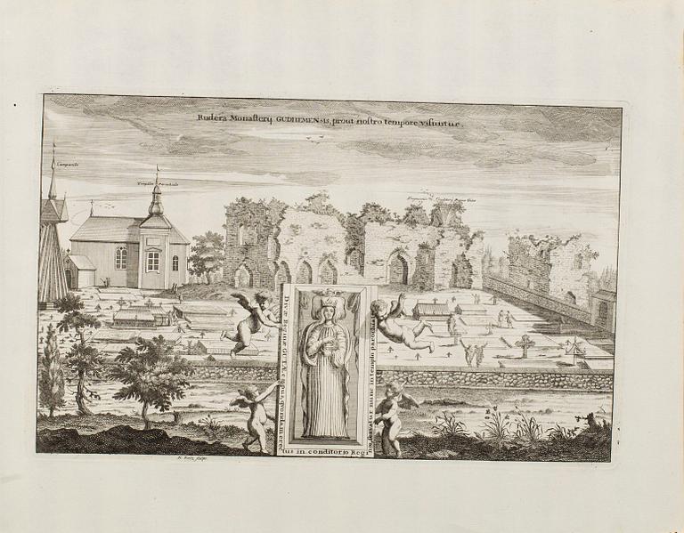 KOPPARSTICK, 5 st ur Erik Dahlbergs 'Svecia antiqua et hodierna, 1700-tal.