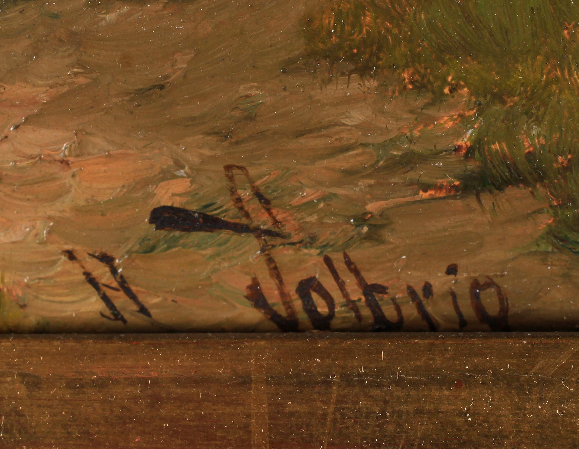 OKÄND KONSTNÄR, olja på pannå, sign H Solbrig?, 18/1900-tal.