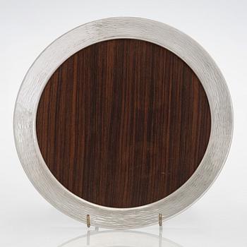 Tapio Wirkkala, four silver beakers, and a rosewood and sterling silver tray, Kultakeskus, Hämeenlinna 1973-74.