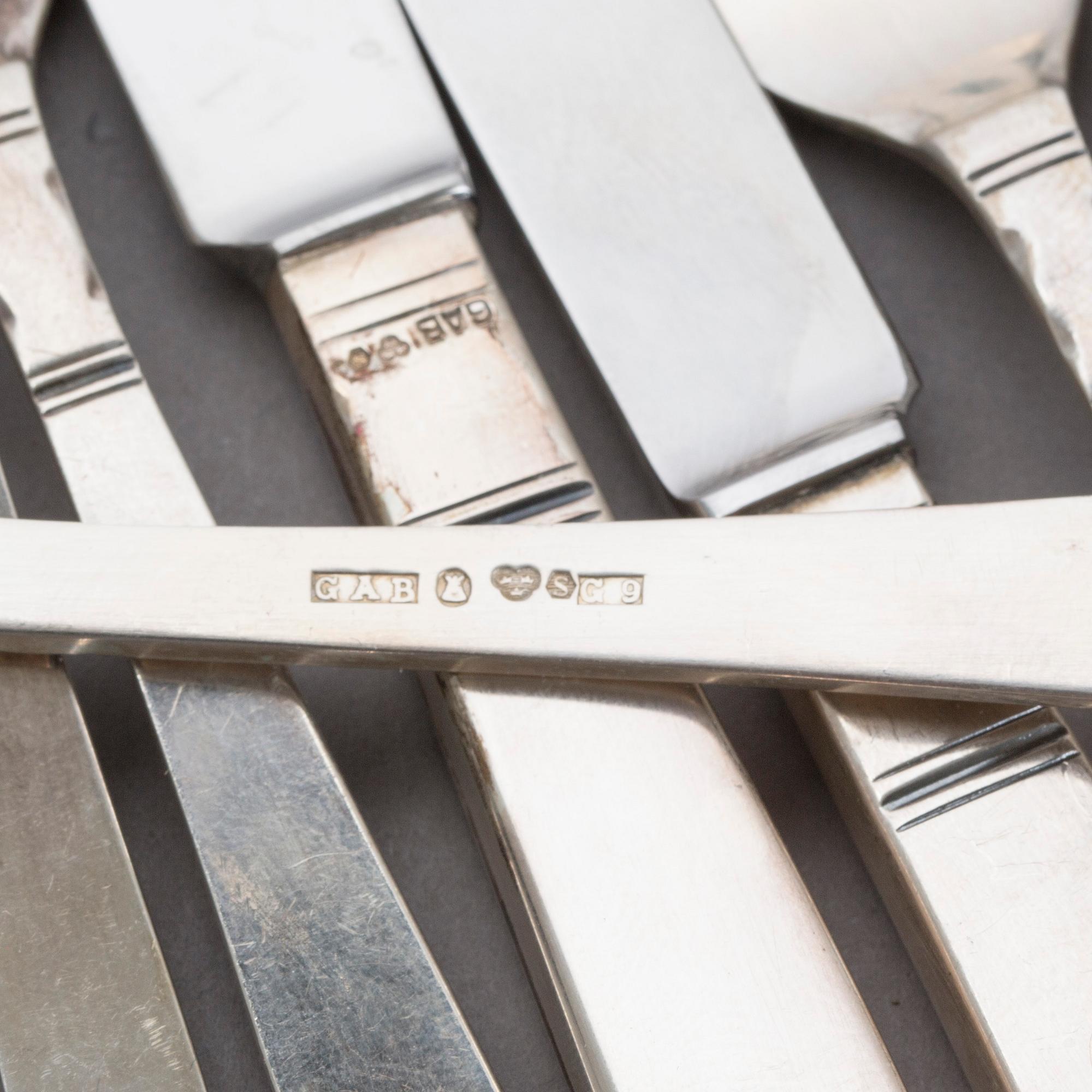 BESTICK,  48 delar, "Rosenholm", GAB silver 1950-tal, vikt ca 1300 g.