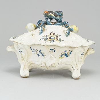 A faience tureen, probably french 18th Century.