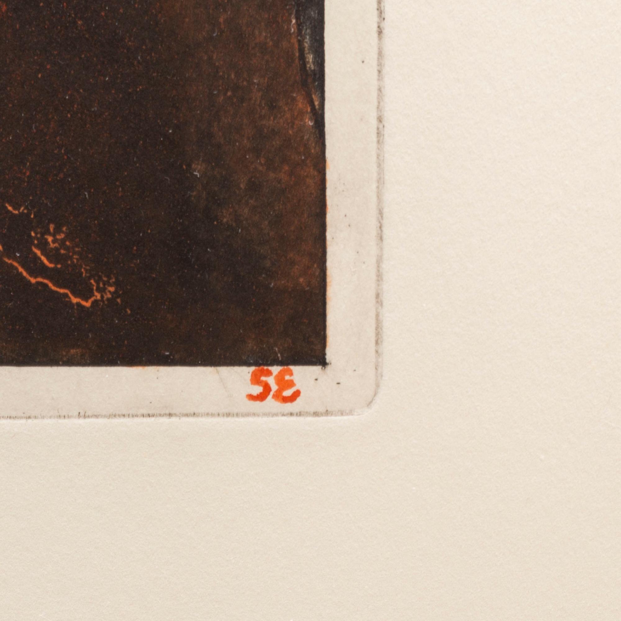 STEN EKLUND, handkolorerad etsning, signerad.