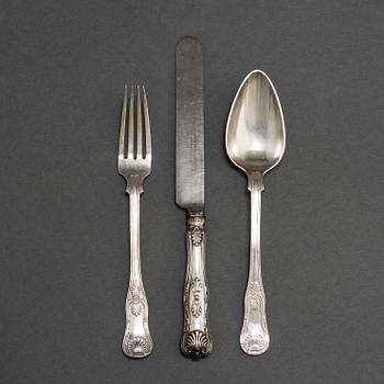 ETUI med silverbestick, 3 delar Bl a Christian Hammer Stockholm 1851.