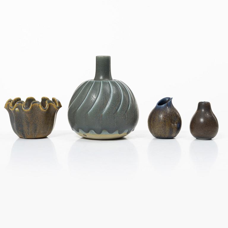 Kåge Verkstad, four ceramic pieces, Gustavsberg, Sweden, 1957-61.