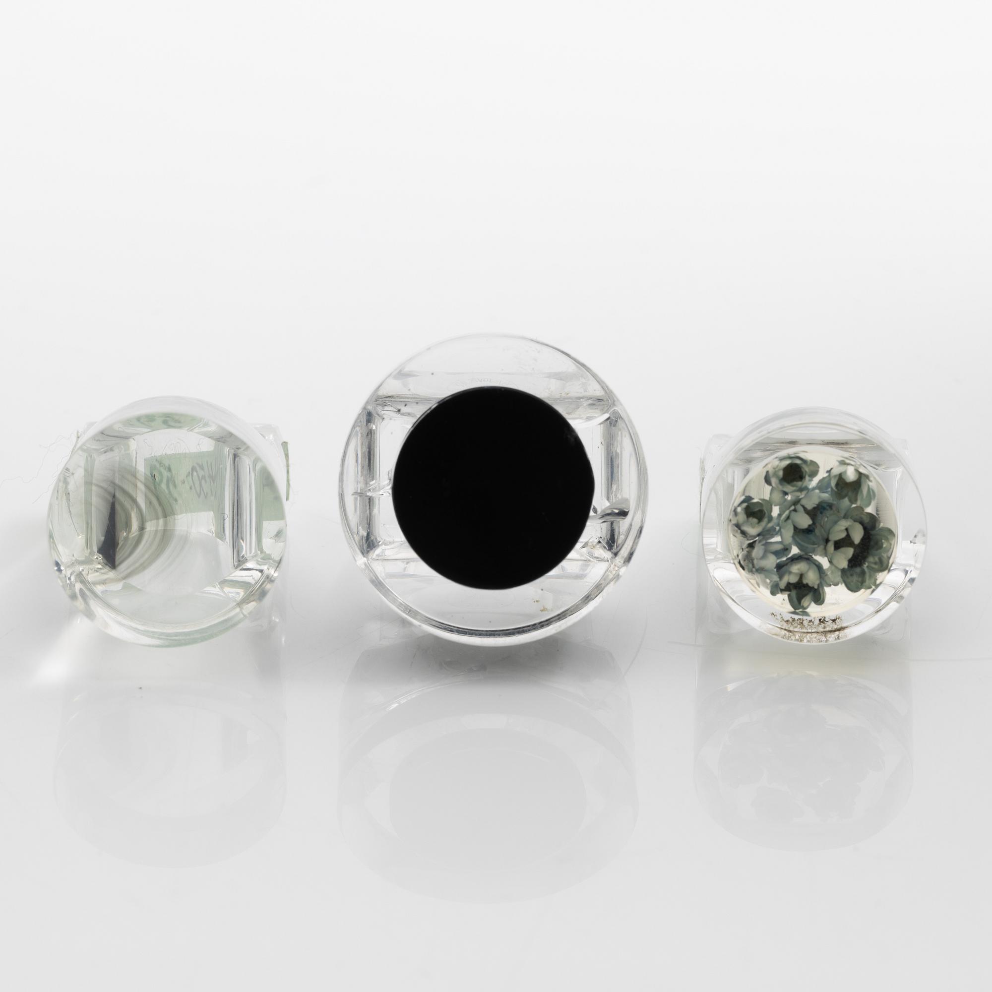 Siv Lagerström, three acrylic rings, 1970s.