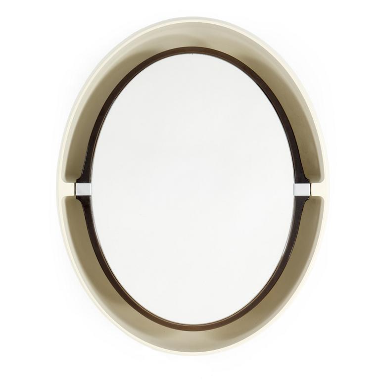 A "SPACE AGE" WALL MIRROR WITH LIGHT BY ALLIBERT, 1970s.