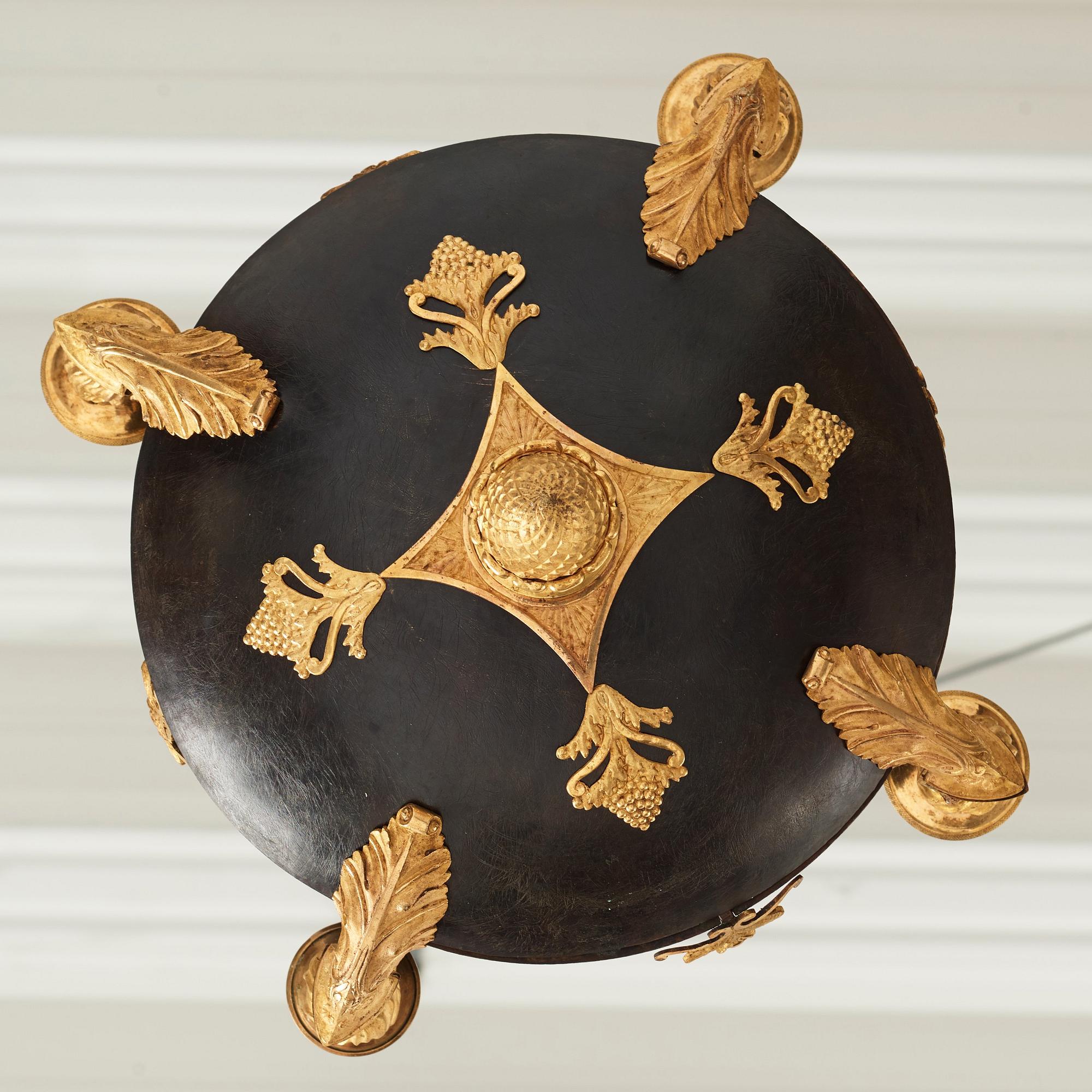 A Swedish Empire 19th century four-light hanging-lamp.