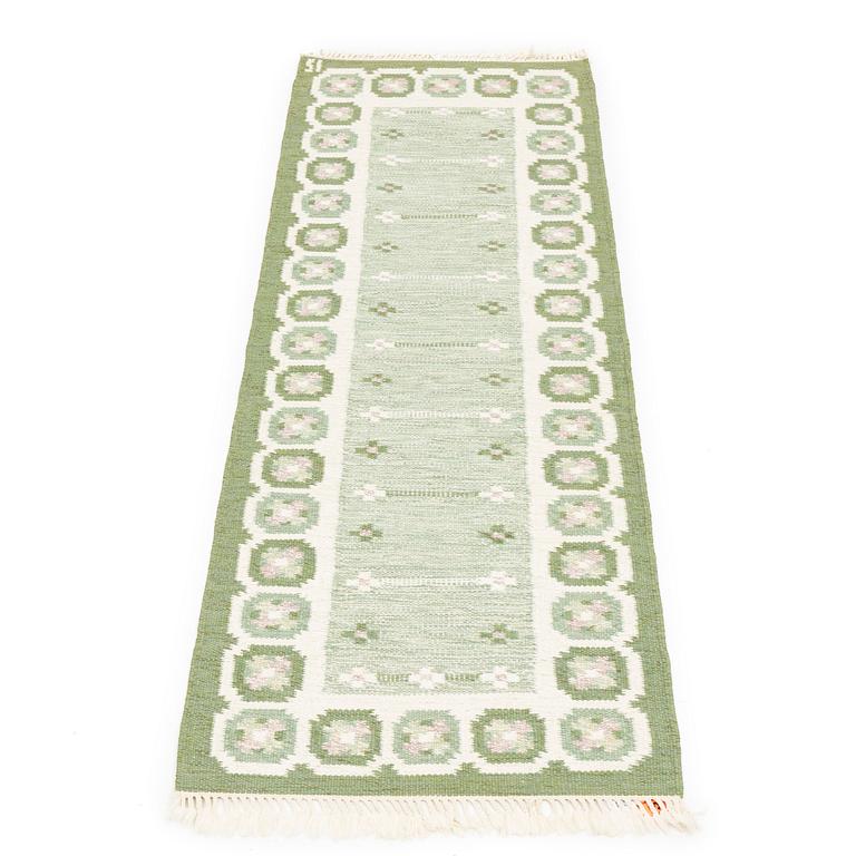 Ingegerd Silow, gallerimatta, rölakan, signerad IS, ca 245 x 80 cm.