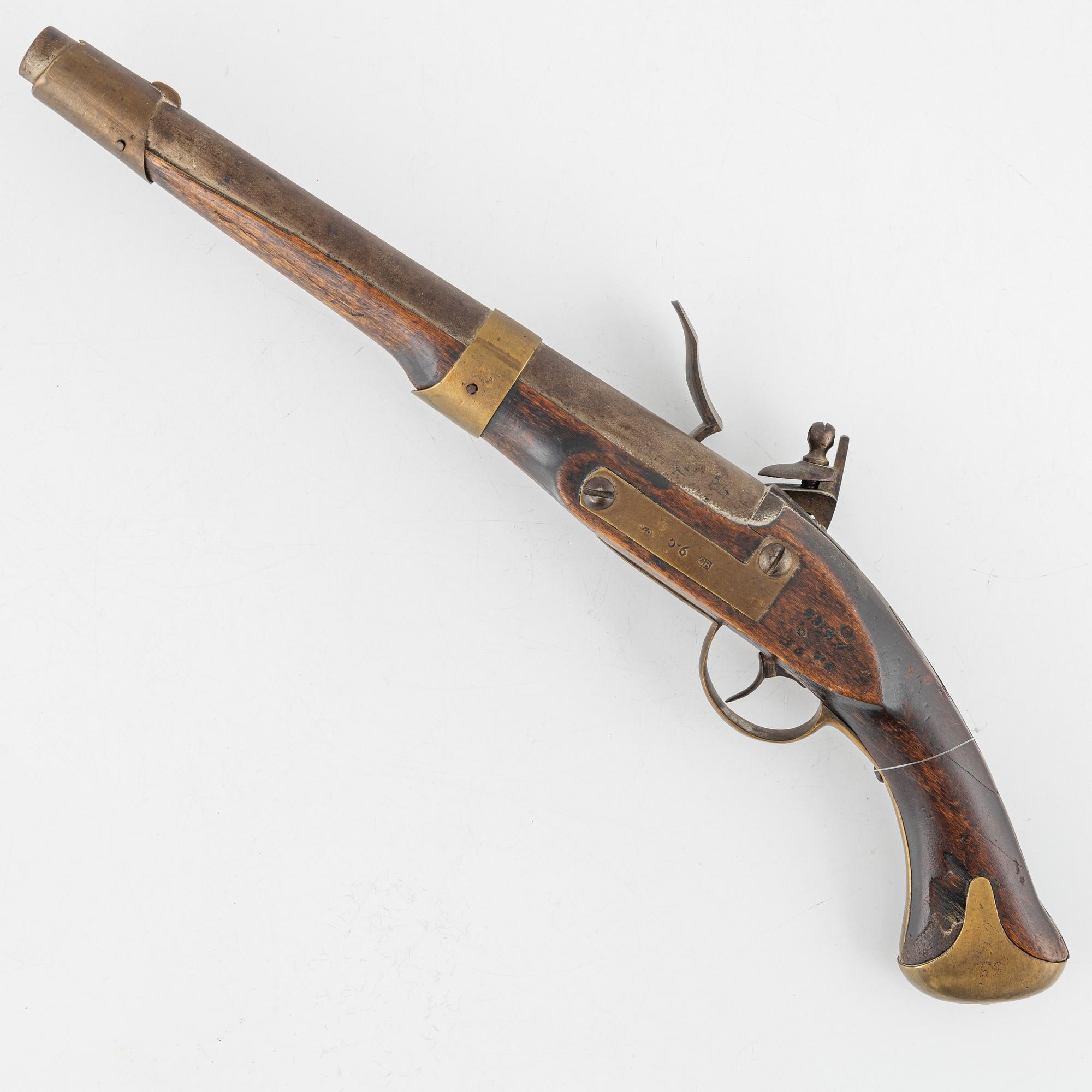 Flintlåspistol, svensk, m/1807, flankör.