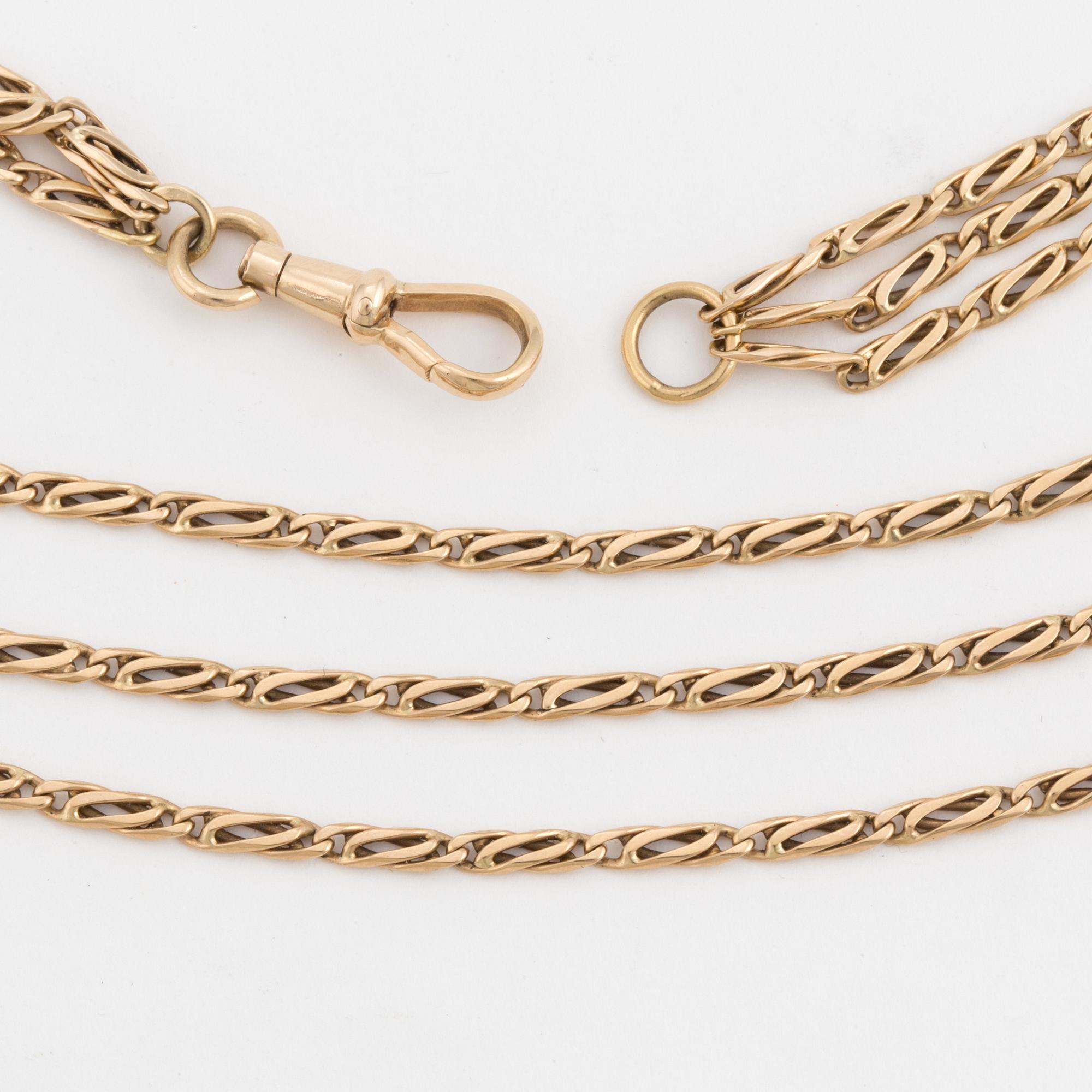 A fancy-link watch chain.