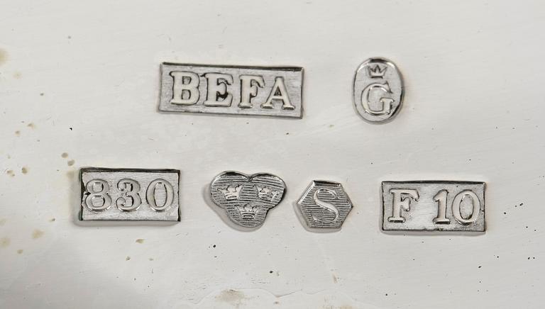 BÄGARE, 8 st, silver, bl a GAB, 1900-tal. Tot 660 g.