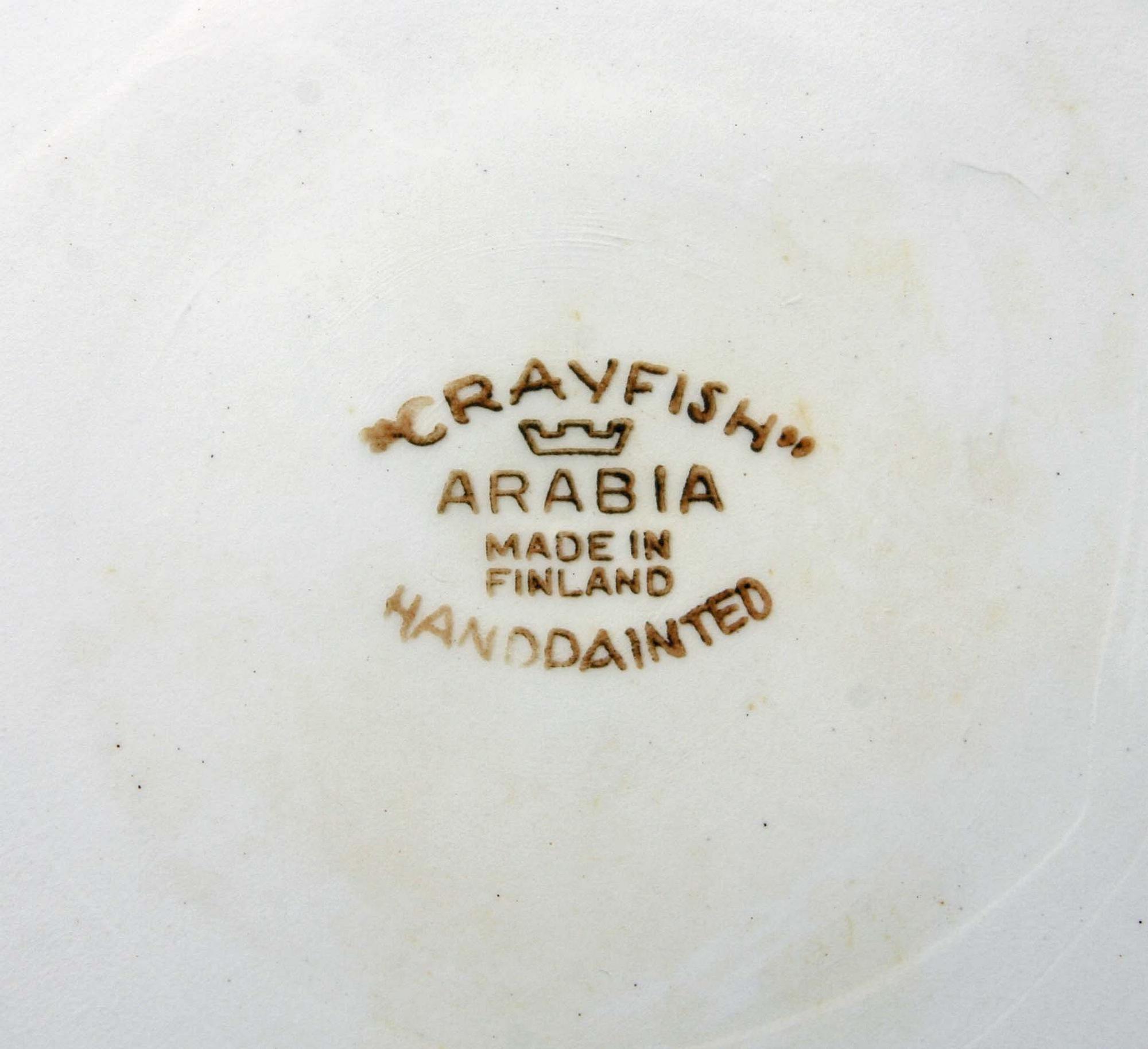 TALLRIKAR, 12 st, flintgods, "Crayfish", Arabia.