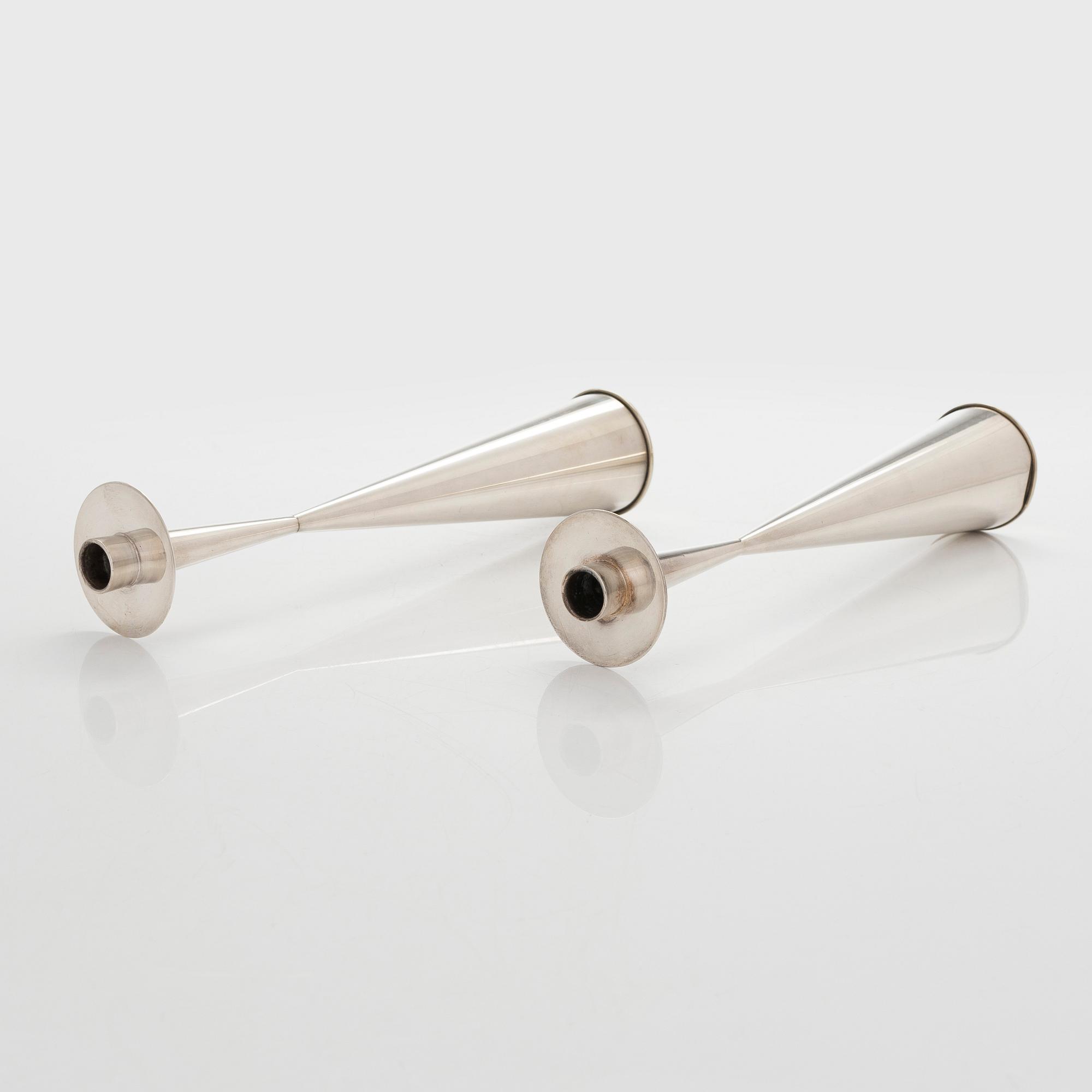 Tapio Wirkkala, Two silver candlesticks, TW 189, Kultakeskus, Hämeenlinna 1961 and 1964.