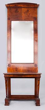 SPEGEL och KONSOLBORD, biedermeier, 1800-talets mitt.