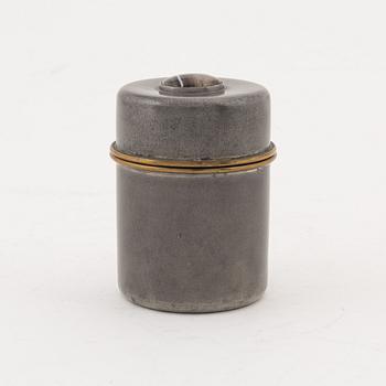 Estrid Ericson, a pewter, brass and agate jar, Svenskt Tenn, 1957.