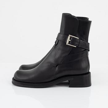 Prada, black leather chelsea boots, size 37 1/2.