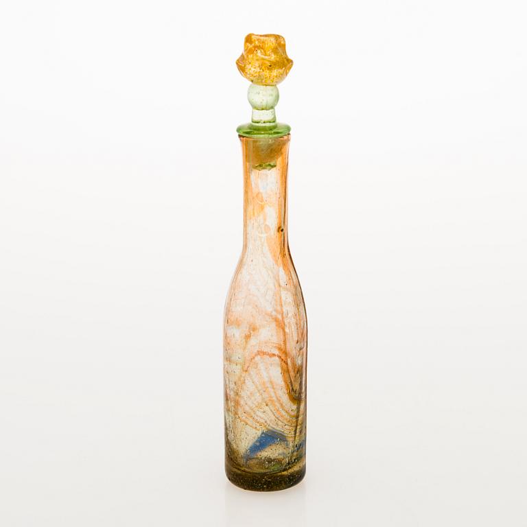 OIVA TOIKKA, BOTTLE, 'Puteli', glass, signed Oiva Toikka Nuutajärvi Notsjö, 1970's.