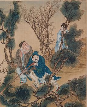 Rullmålning, okänd konstnär, akvarell och tusch på papper, Qing dynasty, 19th Century.