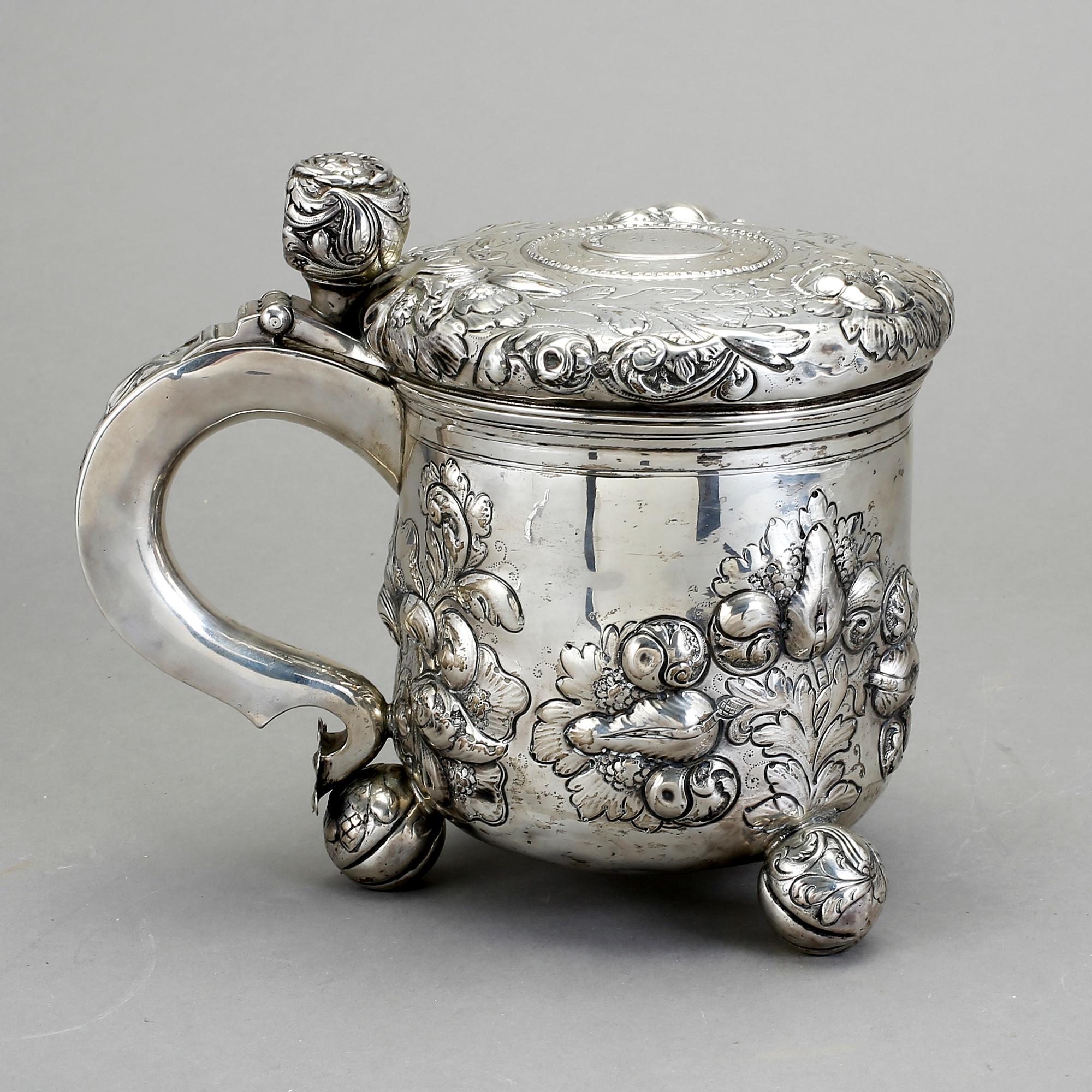 DRYCKESKANNA, silver, Barockstil. Vikt 1192 gr.