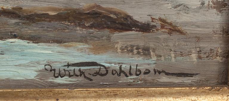 WILHELM DAHLBOM, olja på pannå, signerad.