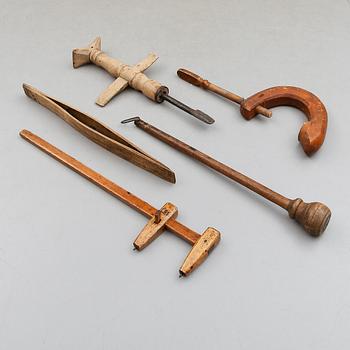 REDSKAP, 5 delar, allmoge, 1700/1800-tal.