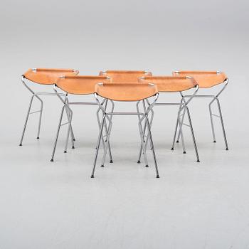 ANNA VON SCHEWEN & BJÖRN DAHLSTRÖM, six steel bar stools from Lammhults. Model designed in 2004.