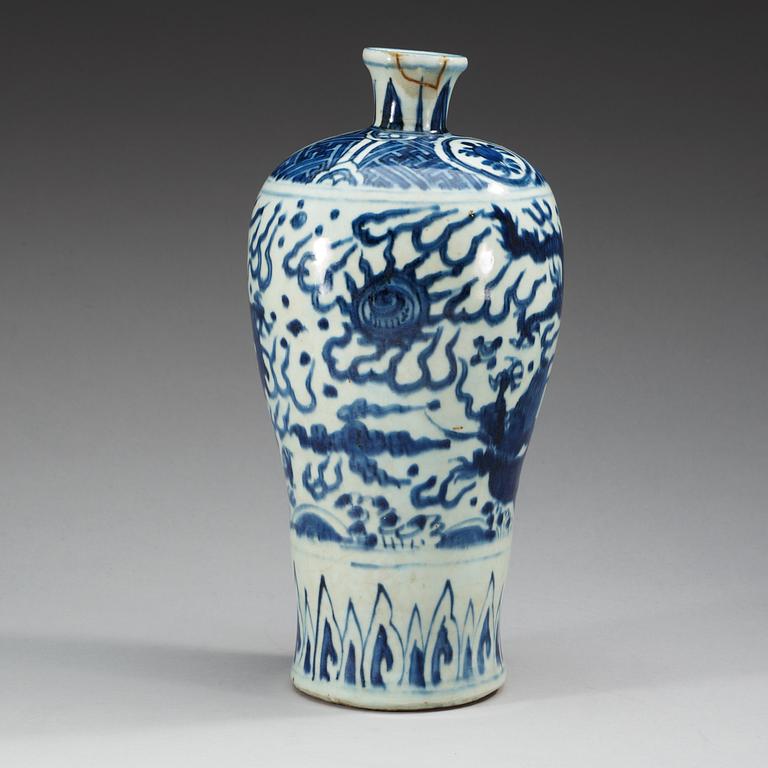 A blue and white Meiping vase, Ming dynasty, 17th Century.