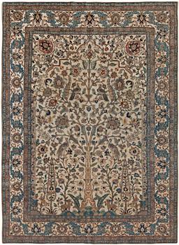 294. SEMI-ANTIQUE TABRIZ SOUF PART SILK (in relief). 286 x 212 cm.