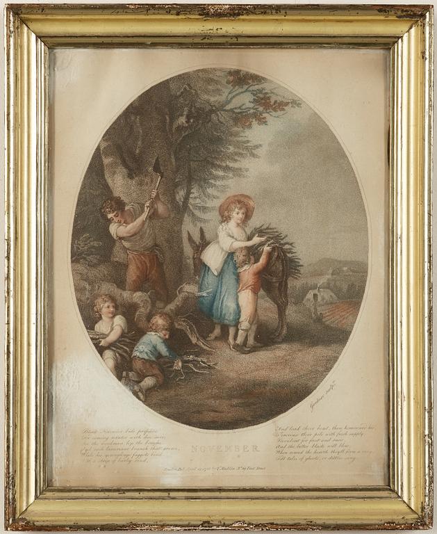 GRAVYRER. 12 st, England 1800-tal.