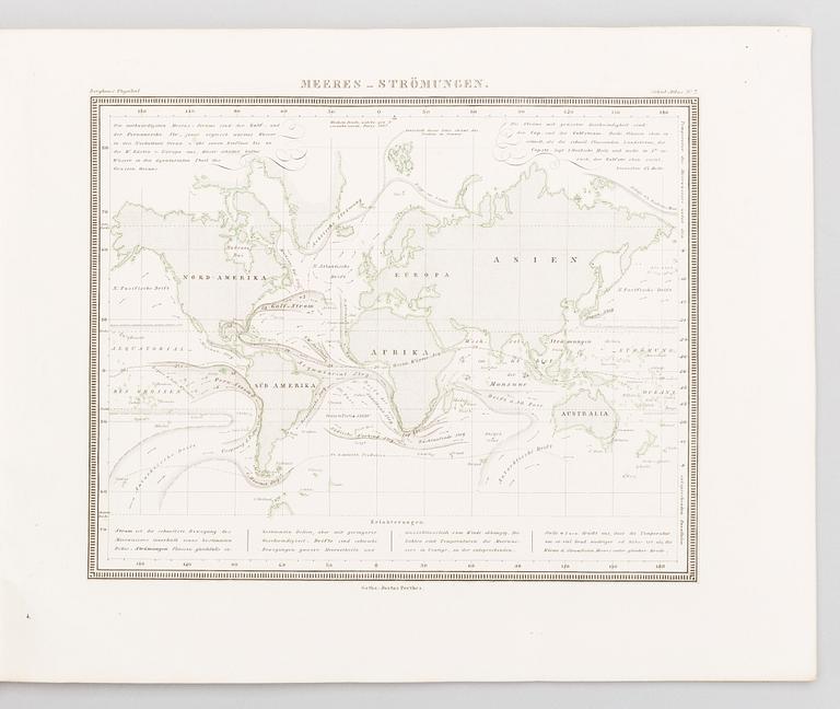 "Physikalischer schul-atlas by Dr Heinrich Berghaus. Utgiven verlag Justus Perthes 1850.
