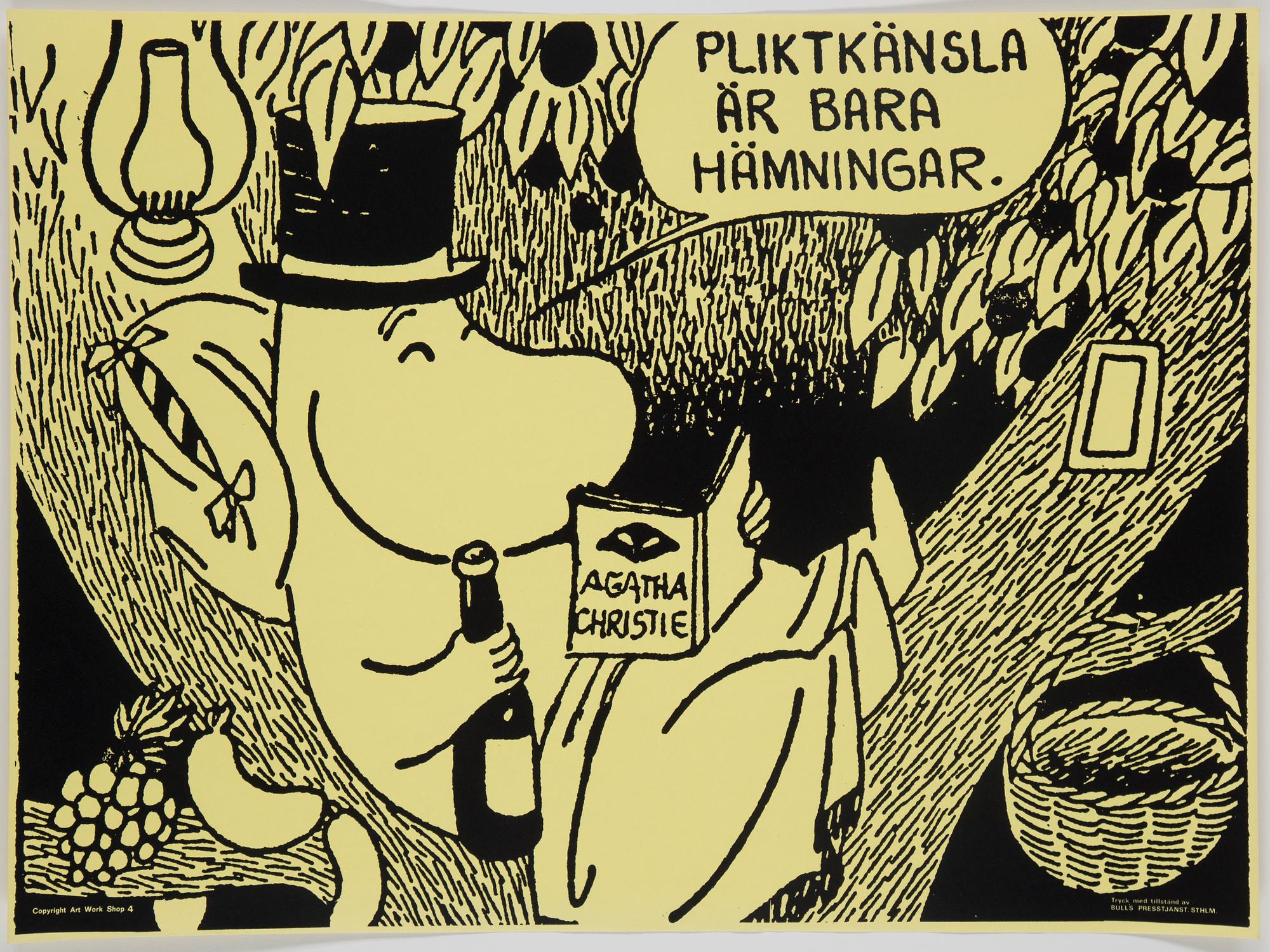 TOVE JANSSON, six Moomin posters from Bull's Presstjänst, Art Work Shop, 1960's.