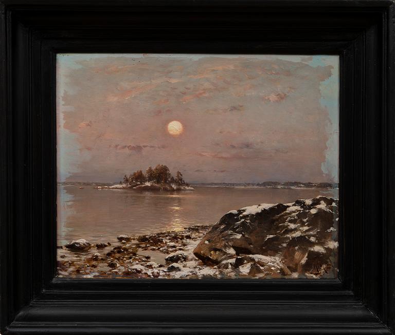 HJALMAR MUNSTERHJELM, MOONLIGHT OVER THE FRESH SNOW.