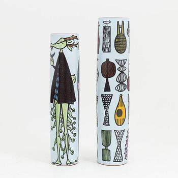 Stig Lindberg, two earthenware 'Karneval' vases, Gustavsbergs studio.
