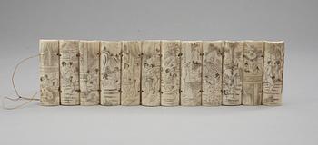Twelve Chinese bone panels, 20th century.