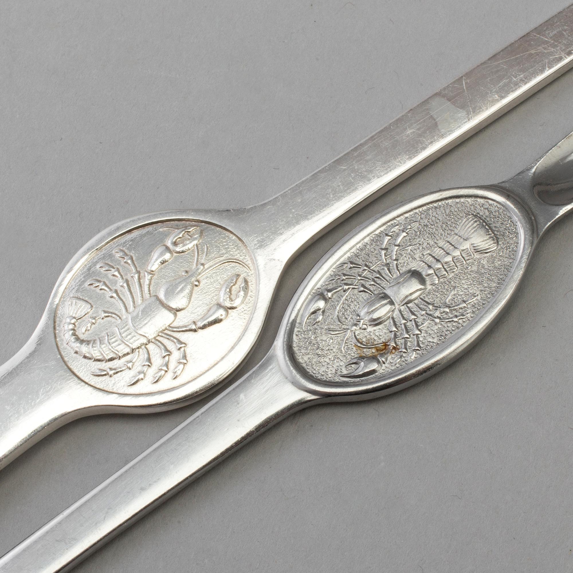 HUMMERGAFFLAR, 12 st (11+1), nysilver, 1900-talets mitt.