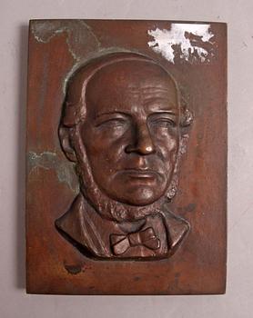 JOHANNES COLLIN, relief, brons, sign, 1910.