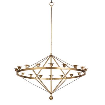 396. Sigurd Persson, an 18 candles brass chandelier, Sweden, probably 1960s.
