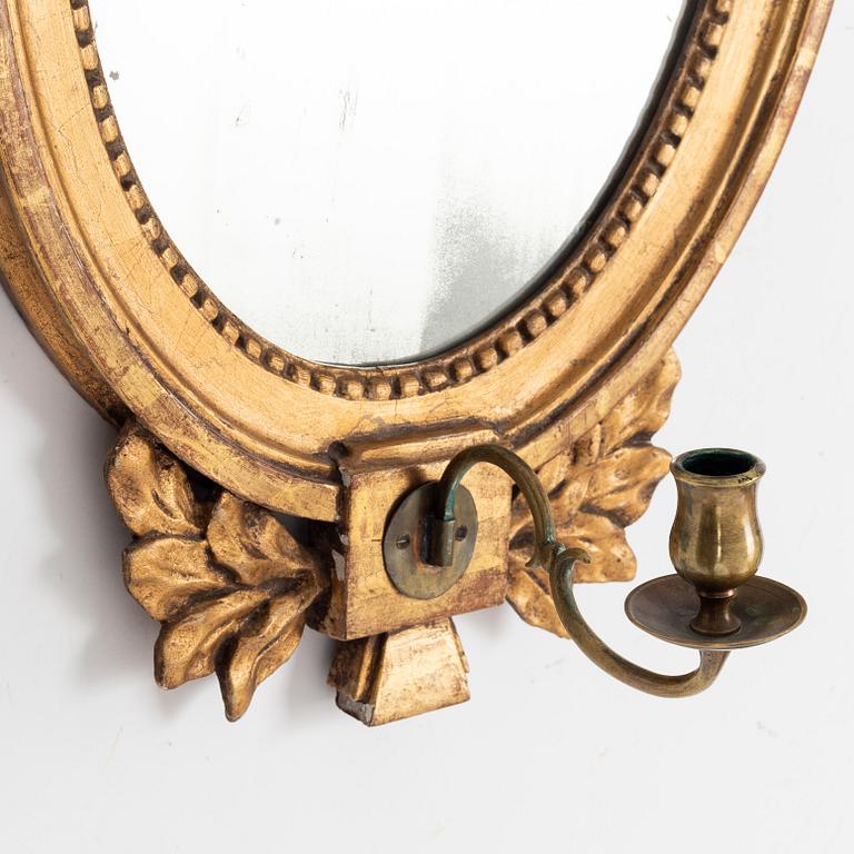 A pair of Gustavian style mirror sconces, 19th Century.