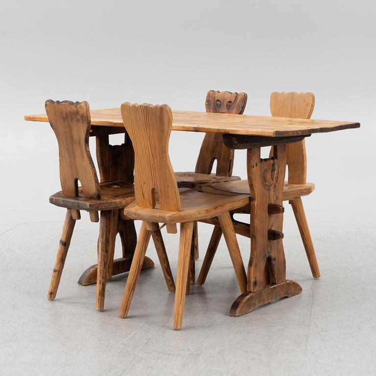 Dining group, 5 pieces, cabin furniture, mid-20th century.