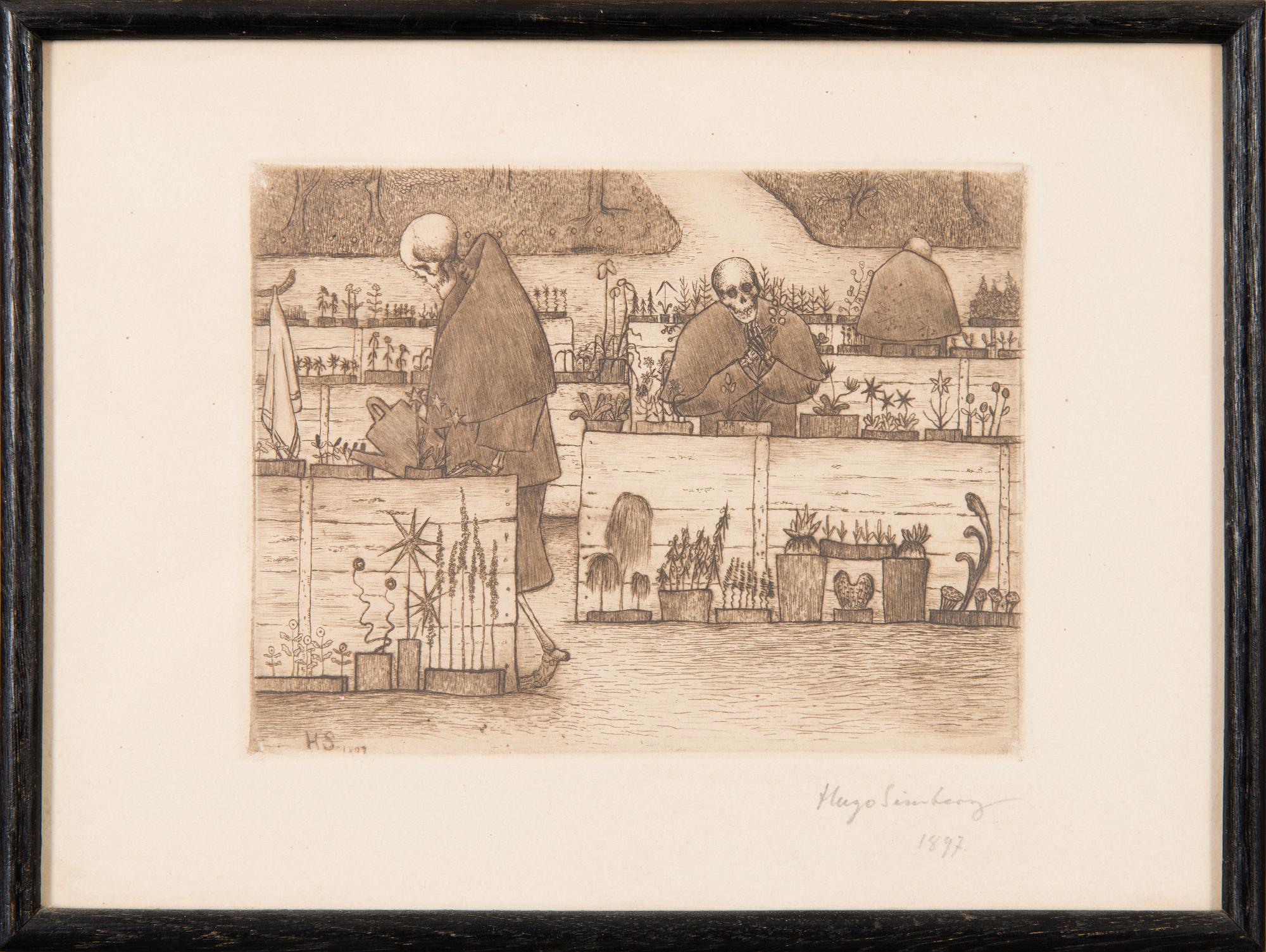 HUGO SIMBERG, etsaus, signeerattu ja päivätty 1897.