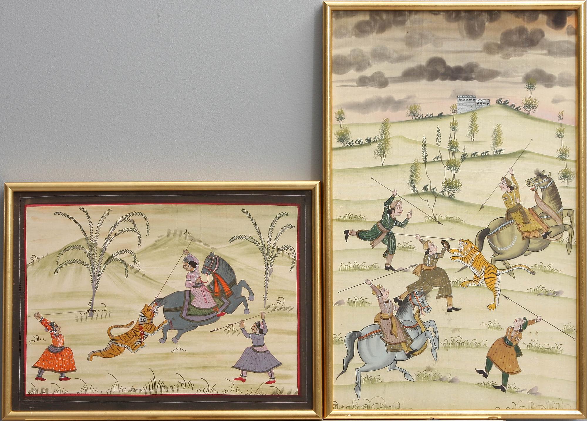 OKÄND KONSTNÄR, 4 st. Indien, 1900-tal sidenmåleri.