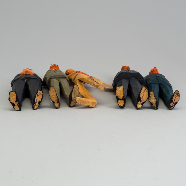 SVEN GUNNARSSON, set of ten wood sculptures, signed, mid 20th century.