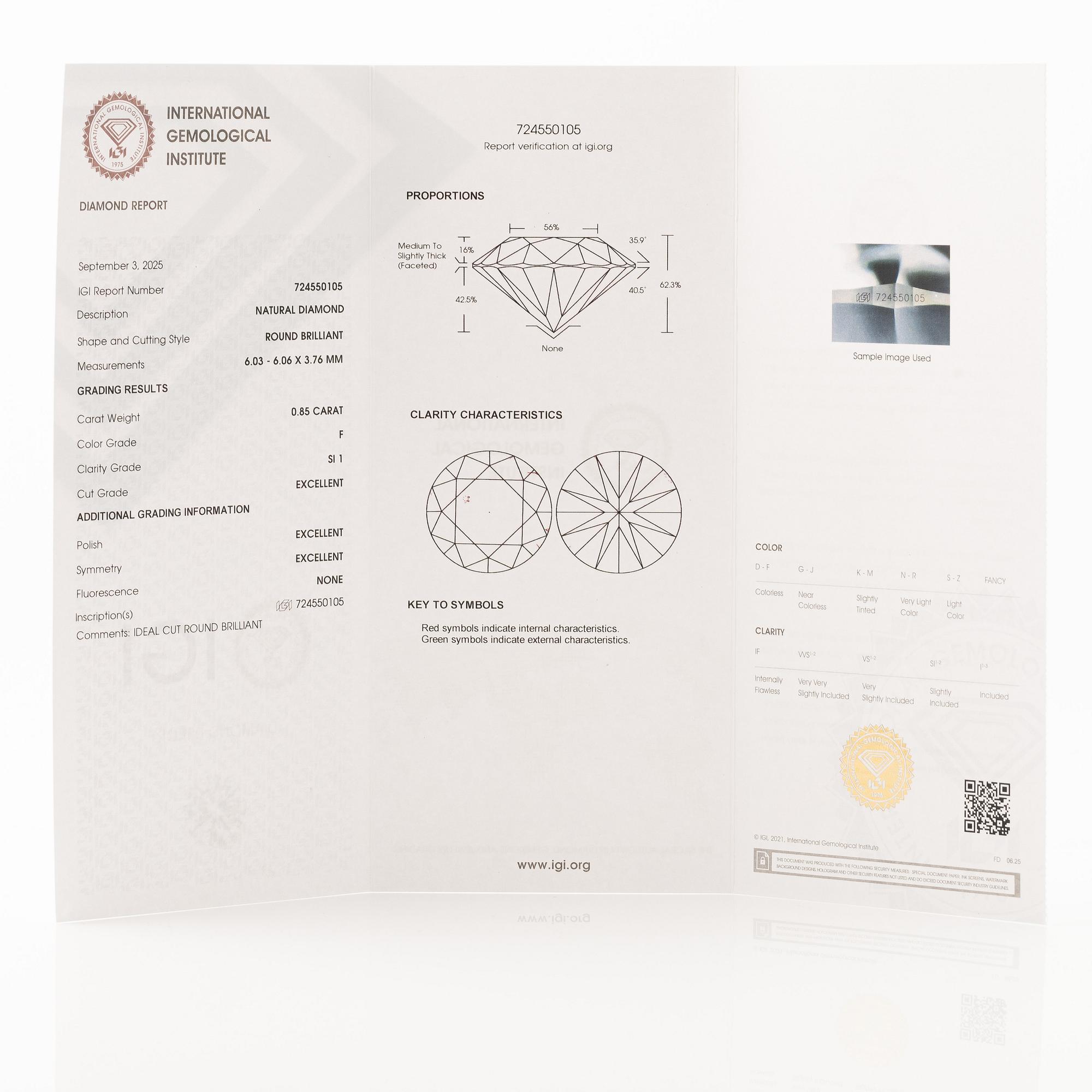 Earrings, single-stone earrings in 18K white gold with brilliant-cut diamonds, accompanied by IGI report.