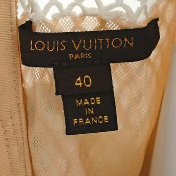 LOUIS VUITTON, a blue and white tie dye silk and mesh  sleeveless dress.