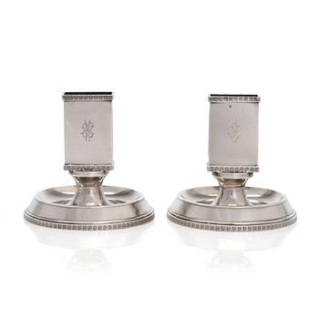 A pair of silver match box holder stands, maker's mark of Peter Silventoinen, Saint Petersburg 1908-17.