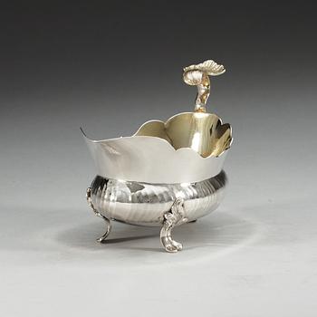 A Swedish 18th century parcel-gilt cream jug, makers mark of Lorens Stabeus, Stockholm 1759.