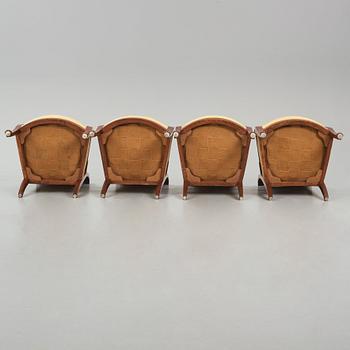 Karmstolar, fyra stycken, Parisarbeten, Jacob-Desmalters art, 1800-talets början, Empire.