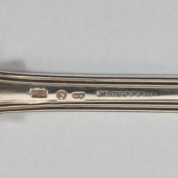 A Swedish 19th century silver set of six table-spoons, makers mark of Gustaf Möllenborg, Stockholm 1841.