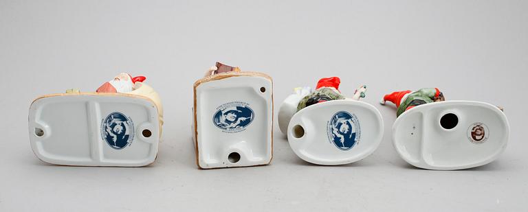 FIGURINER, 4 st, porslin, efter Jenny Nyström.